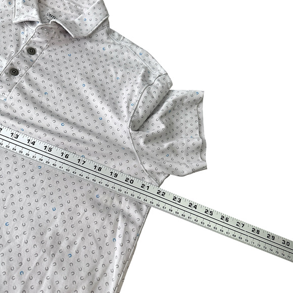 Untuckit Polo Shirt Men’s Medium Gray Geometric Print Cotton Performance Golf - Picture 7 of 9